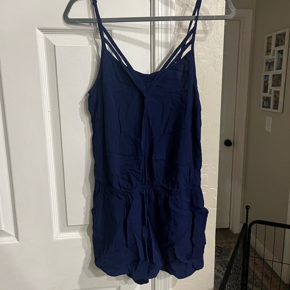 Express Deep Blue V-Neck Top - Picture 1 of 3